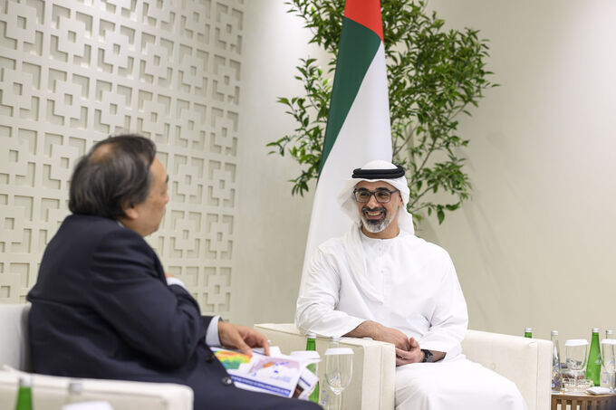 Khaled bin Mohamed bin Zayed meets with President of INPEX