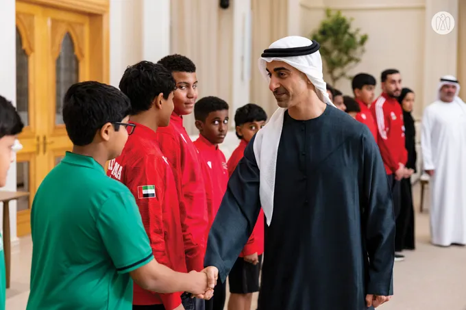 Hamdan bin Mohamed bin Zayed receives winners of UAE Wrestling Federation Cup and UAE Wrestling Clubs League for 2025–2026 season