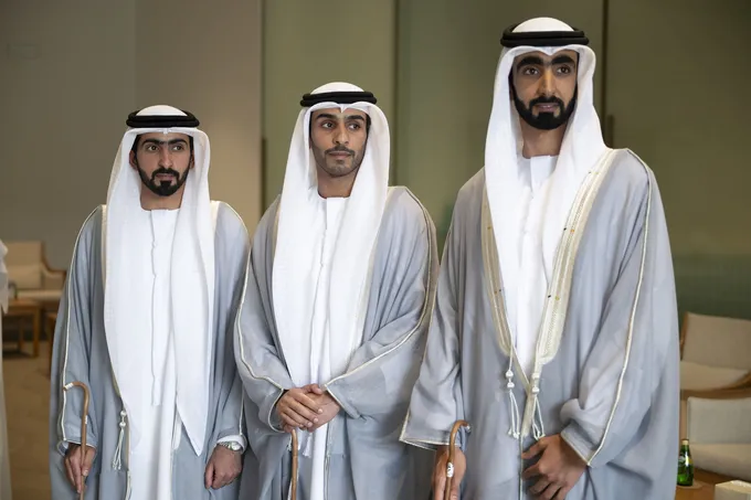 Hazza bin Zayed attends Al Hameli and Al Remeithi wedding reception in Abu Dhabi