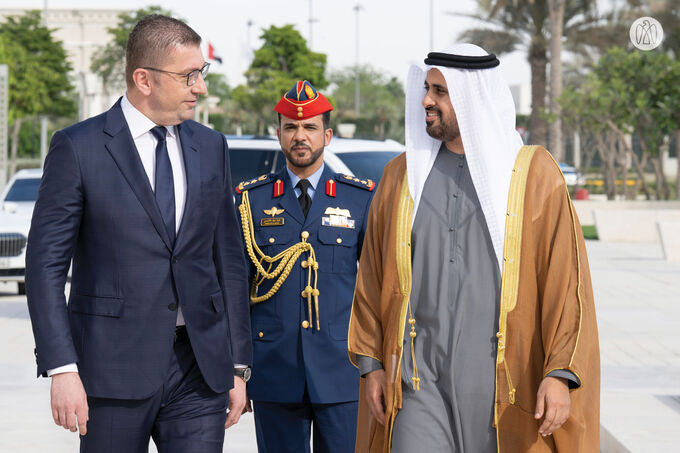 Theyab bin Mohamed bin Zayed receives Prime Minister of Republic of North Macedonia at Wahat Al Karama