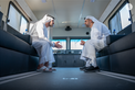 Maktoum bin Mohammed bin Rashid and Theyab bin Mohamed bin Zayed witness the connection of Abu Dhabi and Dubai with a direct railway within the “UAE National Rail Network”