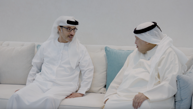 Hazza bin Zayed visits Saeed bin Tahnoon bin Mohammed and exchanges Ramadan greetings