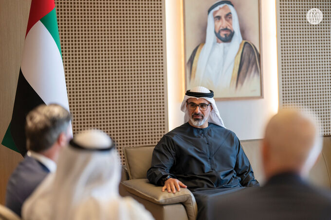 Khaled bin Mohamed bin Zayed meets Starbucks Chairman and CEO