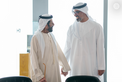 Khaled bin Mohamed bin Zayed receives Tahnoon bin Mohammed Al Nahyan at ADNOC headquarters during visit to review company’s role in advancing national economic growth