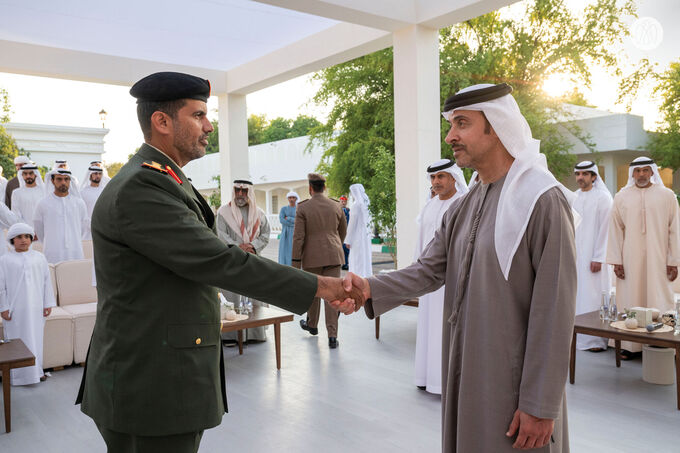 Hazza bin Zayed receives sheikhs, officials and citizens at Al Maqam Palace in Al Ain