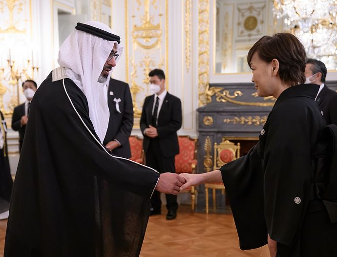 Khaled bin Mohamed bin Zayed visits State Guest House, Akasaka Palace in Tokyo to offer condolences on the passing of former Japanese Prime Minister Shinzo Abe