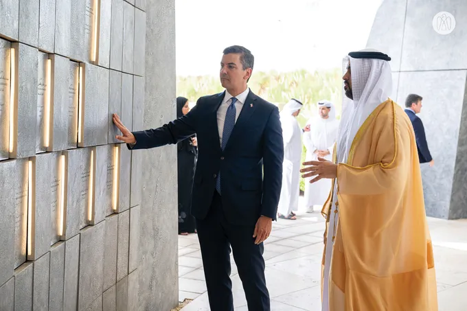 Theyab bin Mohamed bin Zayed receives President of the Republic of Paraguay at Wahat Al Karama