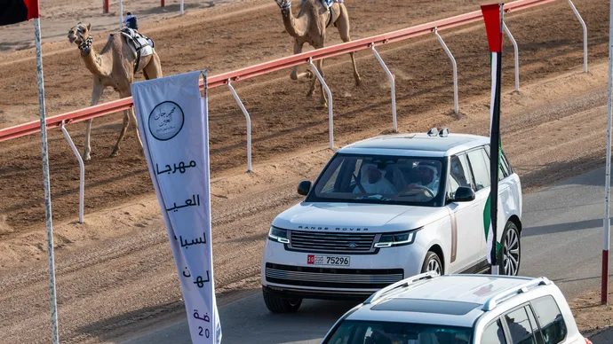 Mohammed bin Hamdan bin Zayed attends Thanaya race of inaugural Al Ain Camel Racing Festival