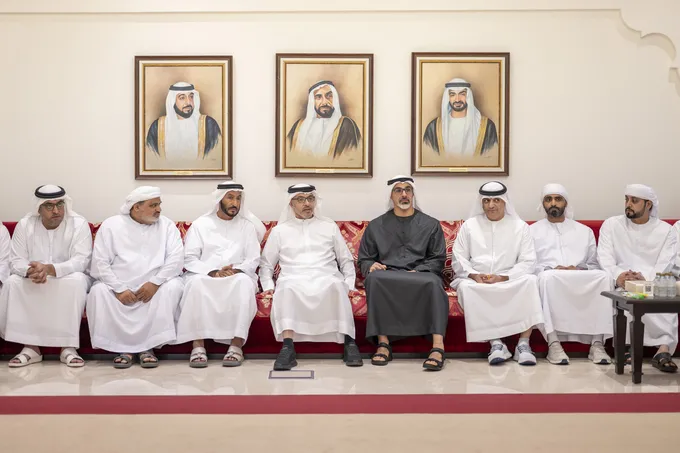 Khaled bin Mohamed bin Zayed and Hazza bin Zayed offer condolences to family of national duty martyr Abdalla Shamis Almenhali