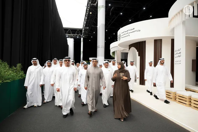 Mansour bin Zayed and Hazza bin Zayed witness the launch of the first edition of the UAE Agricultural Conference and Exhibition in Al Ain.