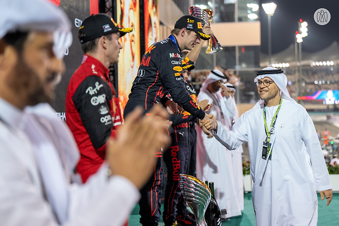 Khaled bin Mohamed bin Zayed Presents F1 Season World Champion Max Verstappen With Winner’s Trophy  