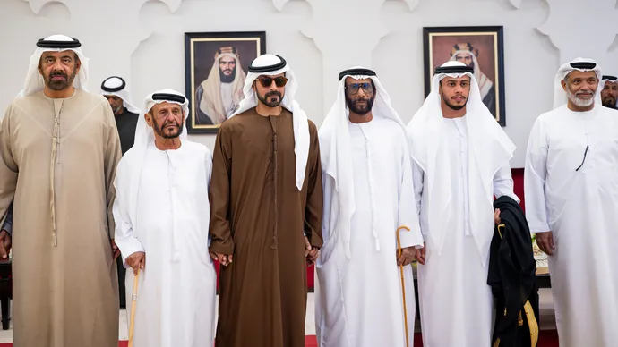 خليفة بن طحنون بن محمد يحضر حفل استقبال بمناسبة زفاف حمدان حمد العامري