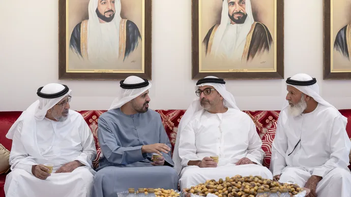 Hamed bin Zayed and Theyab bin Mohamed bin Zayed offer condolences on the passing of martyr Mohamed Hazza Al Mansouri’s mother