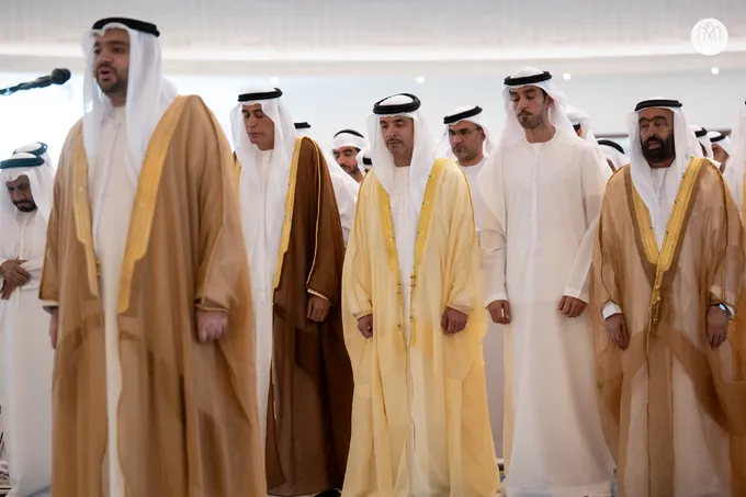 Hazza bin Zayed performs Eid Al Adha prayer and receives well-wishers