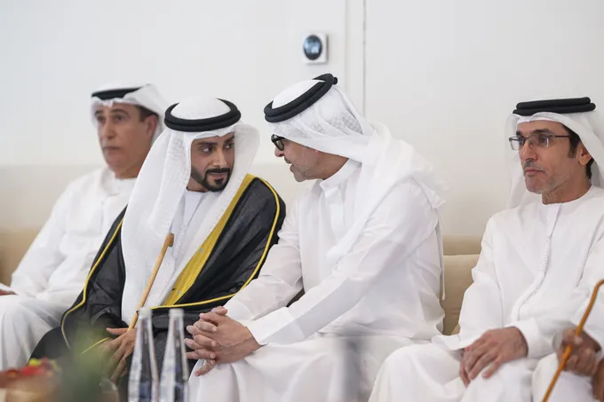Hazza bin Zayed attends reception for Al Shamsi wedding