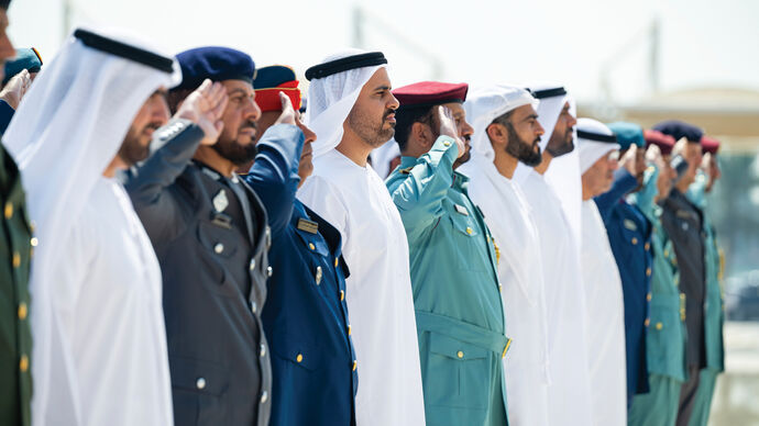 Theyab bin Mohamed bin Zayed raises UAE flag at Wahat Al Karama to mark UAE Flag Day