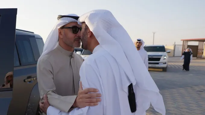 Hazza bin Zayed visits Nayel Rashed Saif Al Shamsi