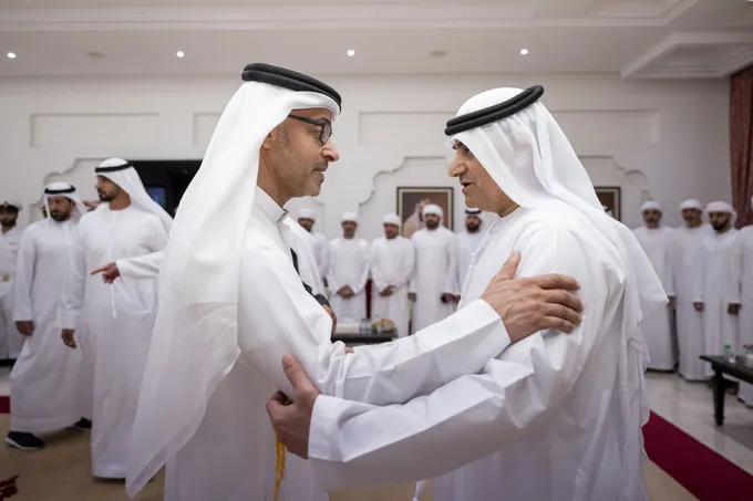Khaled bin Mohamed bin Zayed and Hazza bin Zayed offer condolences to family of national duty martyr Abdalla Shamis Almenhali