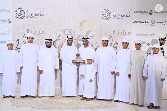 Khalid bin Sultan bin Zayed honours winners of Sweihan camel mazayna at 18th Al Dhafra Festival