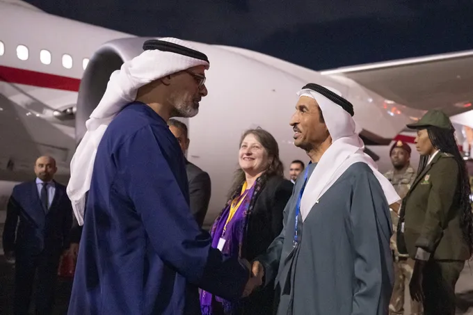 On behalf of the UAE President.. Crown Prince of Abu Dhabi arrives in Johannesburg to attend G20 summit