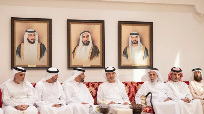 Hazza bin Zayed offers condolences on the passing of Saif Rashid Al Nayli and Mohamed Faleh Al Shamsi