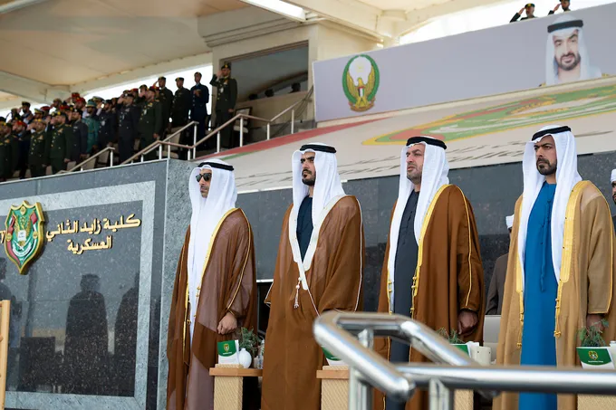 UAE President attends graduation ceremony of 50th cohort and first university-level cohort of cadet officers at Zayed II Military College in Al Ain Region