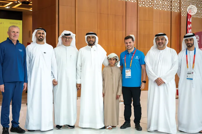Nahyan bin Zayed and Theyab bin Mohamed bin Zayed attend Open Masters Games Abu Dhabi 2026