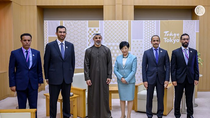 Khaled bin Mohamed bin Zayed meets Governor of Tokyo during his visit to Japan