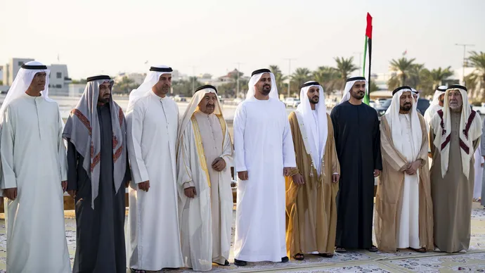 ذياب بن محمد بن زايد وزايد بن محمد بن زايد يحضران حفل استقبال بمناسبة زفاف زايد حسن المنصوري