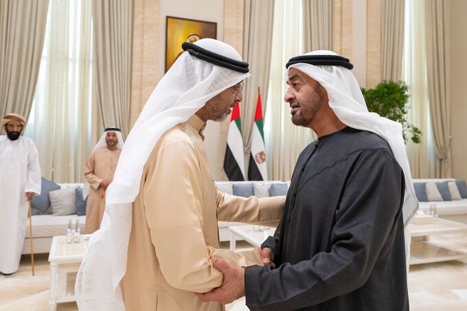 UAE President accepts condolences for third day over passing of Tahnoun bin Mohammed from international delegations, crowds of mourners