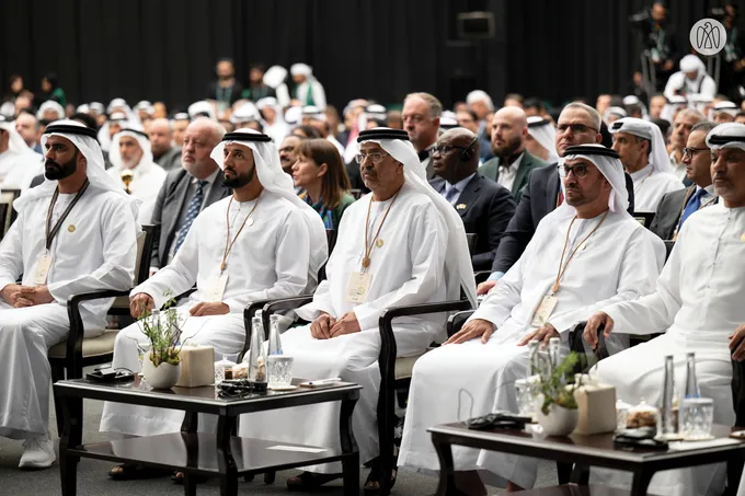 Mansour bin Zayed and Hazza bin Zayed witness the launch of the first edition of the UAE Agricultural Conference and Exhibition in Al Ain.