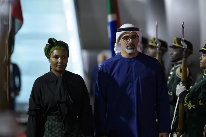 On behalf of the UAE President.. Crown Prince of Abu Dhabi arrives in Johannesburg to attend G20 summit