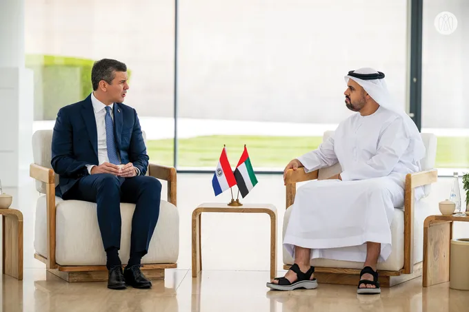 Theyab bin Mohamed bin Zayed receives President of the Republic of Paraguay at Wahat Al Karama