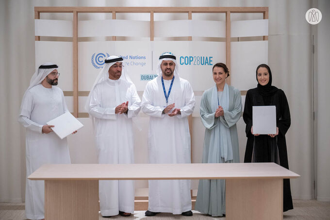 Theyab bin Mohamed bin Zayed witnesses signing of strategic partnerships during COP28 UAE