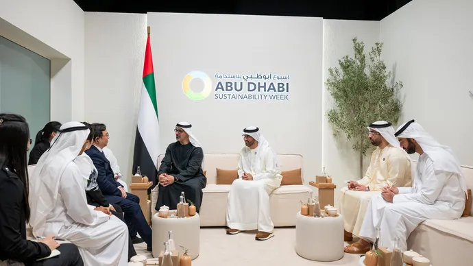 On the sidelines of Abu Dhabi Sustainability Week, Khaled bin Mohamed bin Zayed meets CEO of Chinese electric vehicles manufacturer BYD