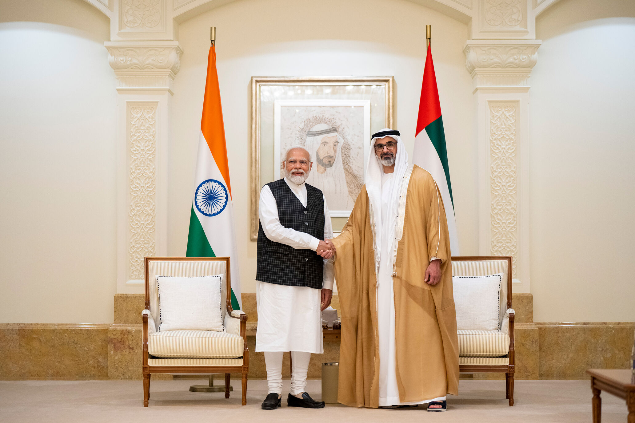Crown Prince of Abu Dhabi received Prime Minister of India at the start ...