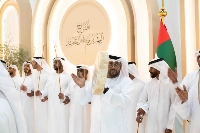 Khaled bin Mohamed bin Zayed attends Omeir Saeed Al Mheiri wedding reception