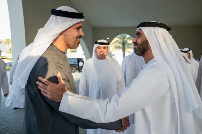 ذياب بن محمد بن زايد يحضر حفل استقبال بمناسبة أفراح النيادي والشامسي والظاهري