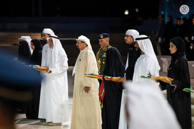 Humaid bin Rashid Al Nuaimi attends Commemoration Day ceremony at Wahat Al Karama in Abu Dhabi