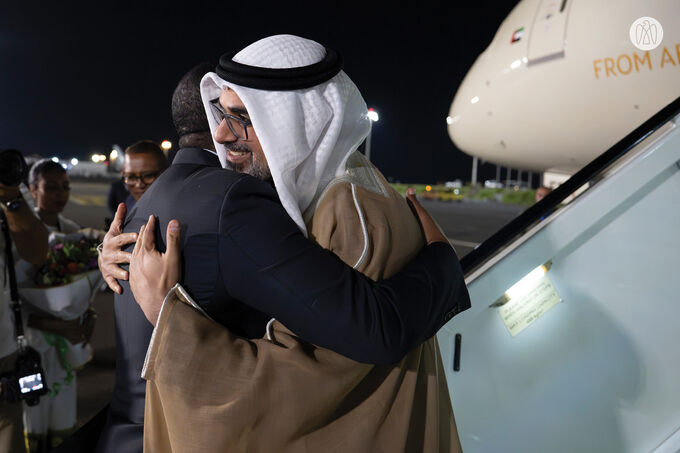 On behalf of UAE President, Crown Prince of Abu Dhabi arrives in Addis Ababa to attend World Without Hunger Conference
