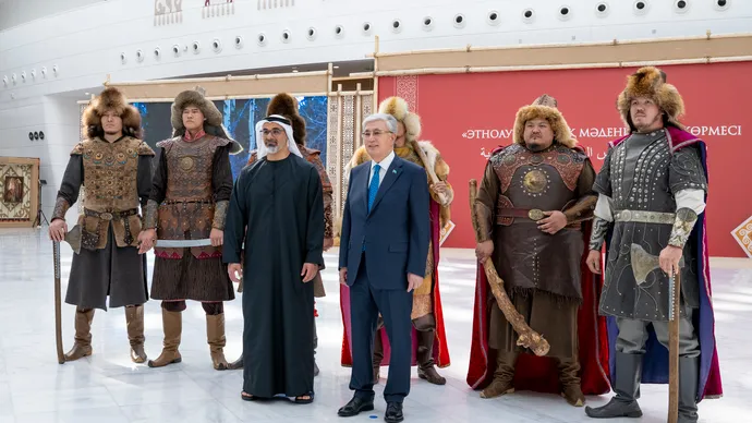 Accompanied by President of Kazakhstan, Crown Prince of Abu Dhabi visits Ethnic Village in Astana and reviews rich Kazakh cultural heritage