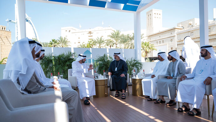 Khaled bin Mohamed bin Zayed and Hamdan bin Mohammed bin Rashid attend World Government Summit 2025