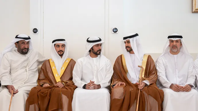 خليفة بن طحنون بن محمد  يحضر حفل استقبال بمناسبة زفاف حمد عبدالله الظاهري ومحمد علي الظاهري