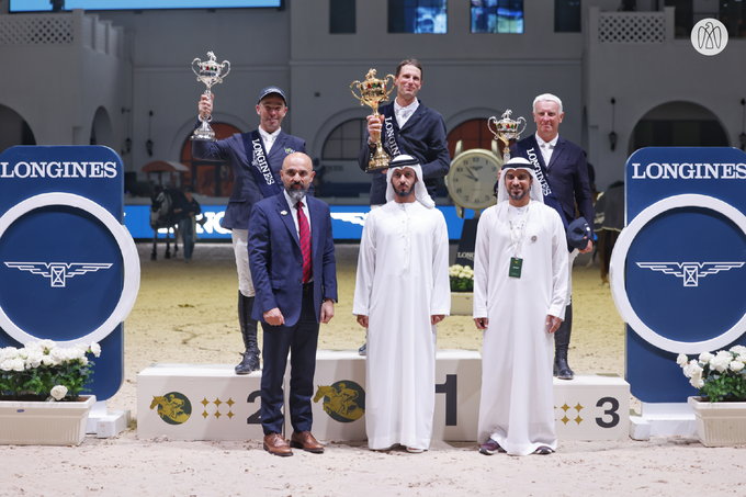 In the presence of Khalifa bin Tahnoon bin Mohammed, Zayed bin Hamad honours French rider Kevin Staut as winner of 14th UAE President’s Cup Showjumping Event