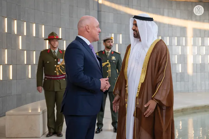 Theyab bin Mohamed bin Zayed receives Prime Minister of New Zealand at Wahat Al Karama