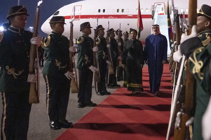 On behalf of the UAE President.. Crown Prince of Abu Dhabi arrives in Johannesburg to attend G20 summit