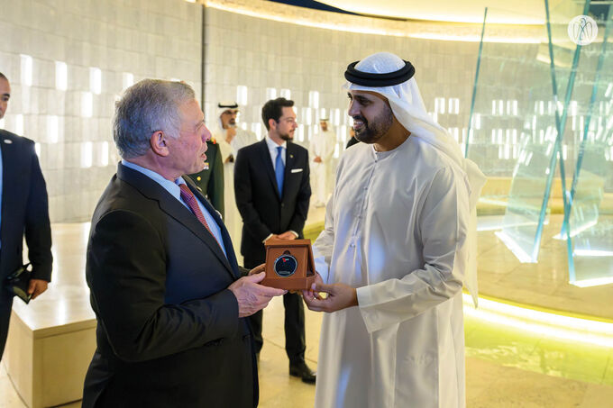 Theyab bin Mohamed bin Zayed receives King of Jordan at Wahat Al Karama