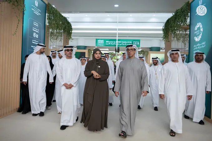 Mansour bin Zayed and Hazza bin Zayed witness the launch of the first edition of the UAE Agricultural Conference and Exhibition in Al Ain.