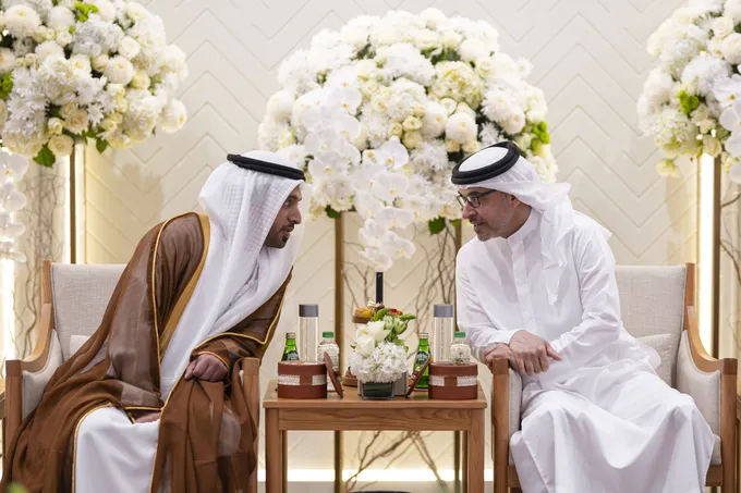 Hazza bin Zayed attends Al Dhaheri and Al Otaiba wedding in Abu Dhabi