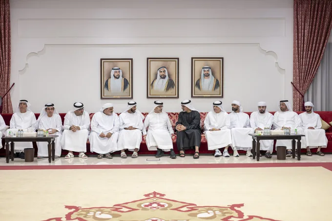 Khaled bin Mohamed bin Zayed and Hazza bin Zayed offer condolences to family of national duty martyr Abdalla Shamis Almenhali